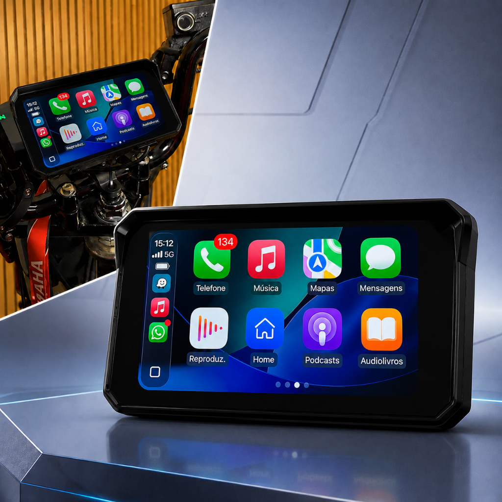 Central Multimídia Para Moto Gps Carplay Bluetooth Resistência a Água
