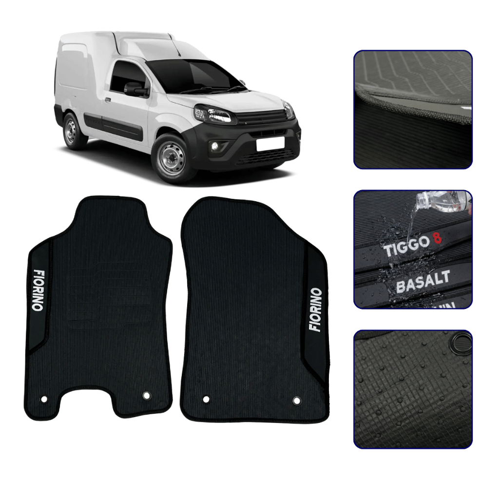 Jogo de Tapete Emborrachado para Fiorino 2014 a 2025 Kit Automotivo Impermeavel