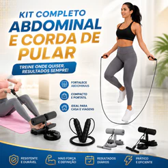 Kit Aparelho Abdominal Com Ventosa + Corda De Pular Treino em Casa Seca Barriga Definição Musculação