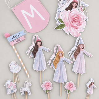 kit festa princesa/decoração festa princesa/topo de bolo princesa