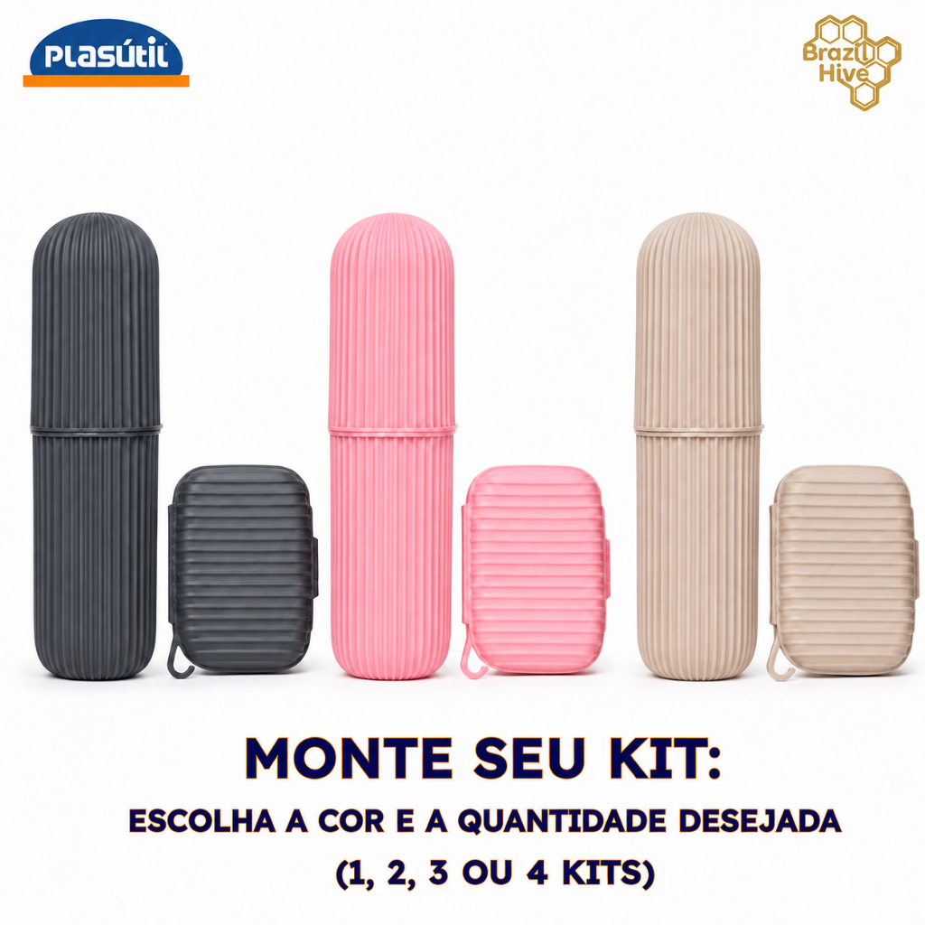 Kit Higiene Pessoal Porta Escova de Dentes e Saboneteira Bolsa Trabalho Viagem Academia Organizador Multiuso