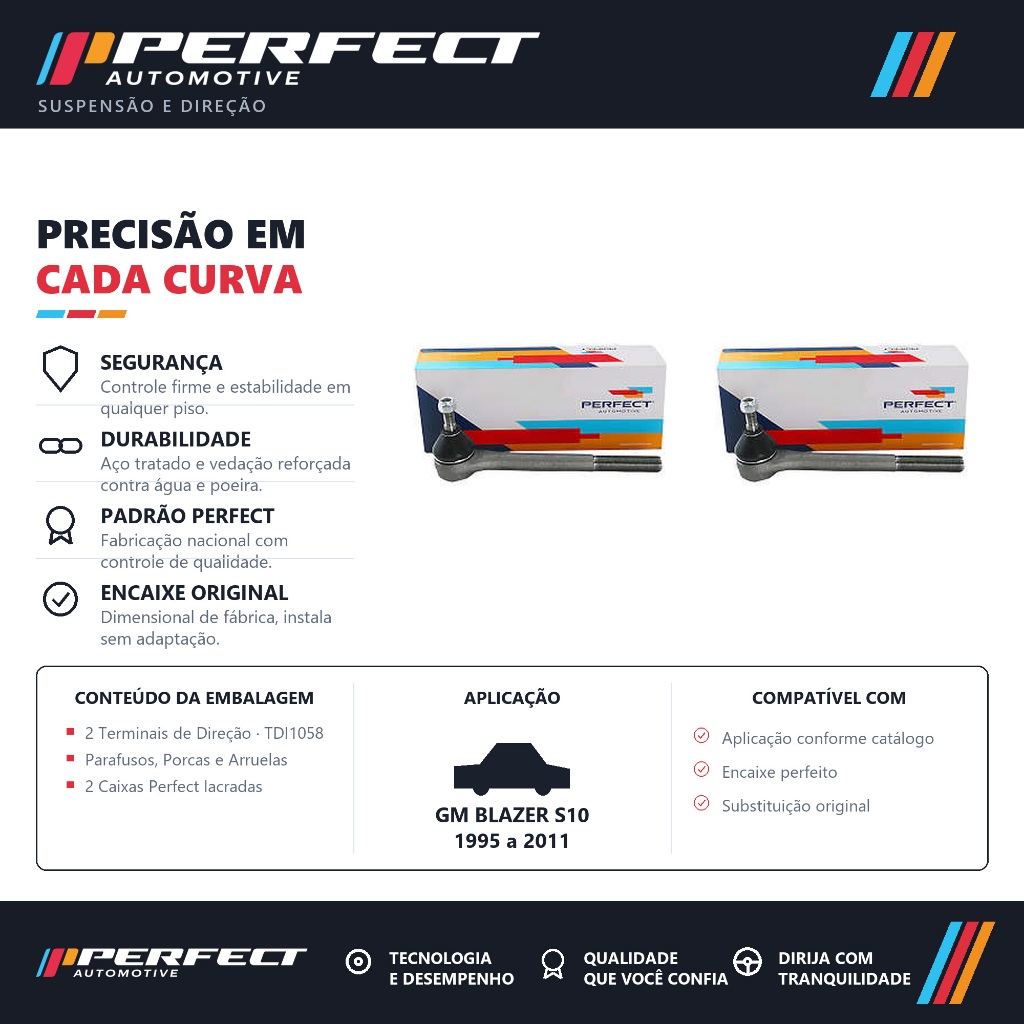 Terminal Direção PAR GM Blazer S10 1995 a 2011 – PERFECT TDI1058