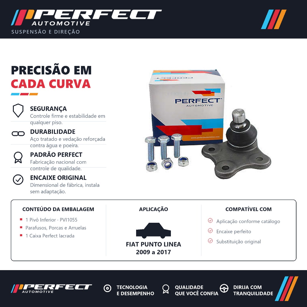 Pivo de suspensão Fiat Punto Linea 2009 a 2017 PERFECT