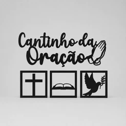 Kit Quadro Vazado Cantinho da Oração 4 Peças Montado Decoração Maravilhosa para Sala, Quarto