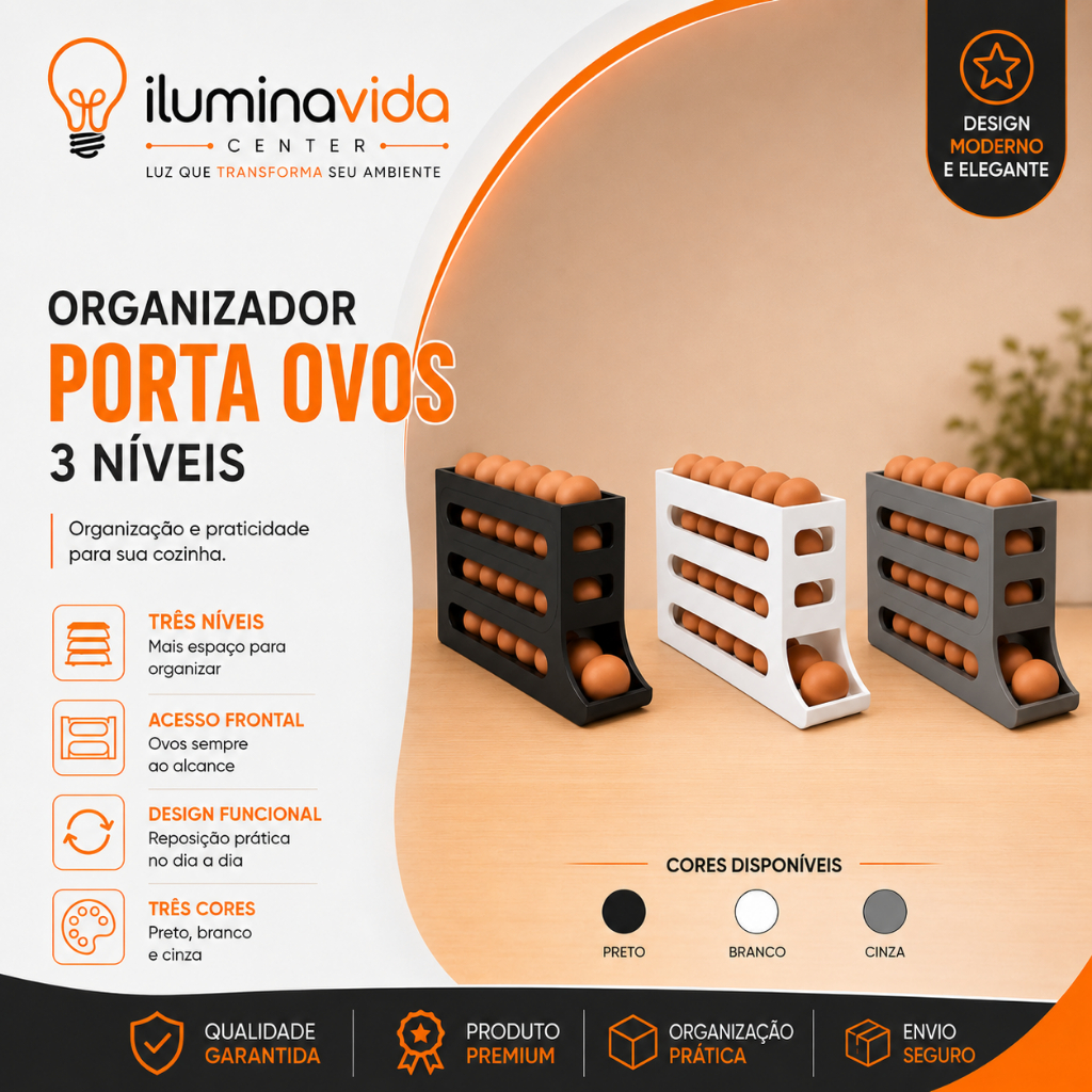 Porta Ovos para Geladeira Organizador Ovos 30 Unidades Dispenser Compacto Empilhável Cozinha