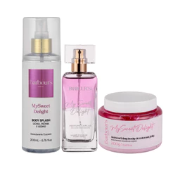 Kit Body Splash Geleia Hidratante Perfume Capilar My Sweet Delight Barbour's Beauty Corporal