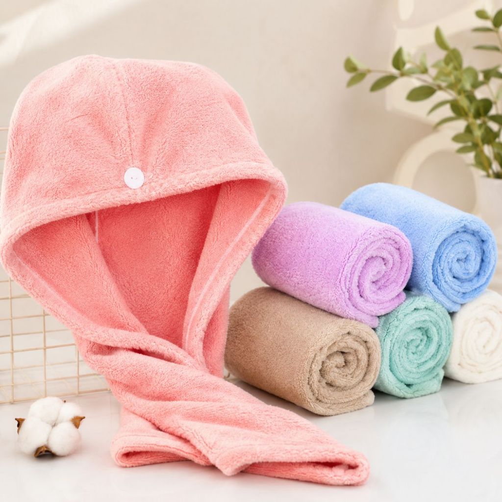 KIT 4 PCSKIT 4 Toalha De Cabelo Banho Toalha Grossa Mágica para Secar Cabelo de Microfibra Grossa Touca Pós Banho
