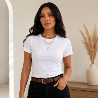 Blusa Feminina Básica Manga Curta Gola Redonda – Baby Look Lisa Confortável e Versátil