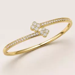 Bracelete Feminino Trevo Cravejado Delicado Folheado Pra Mulher Elegante Moda Bloguera PS54