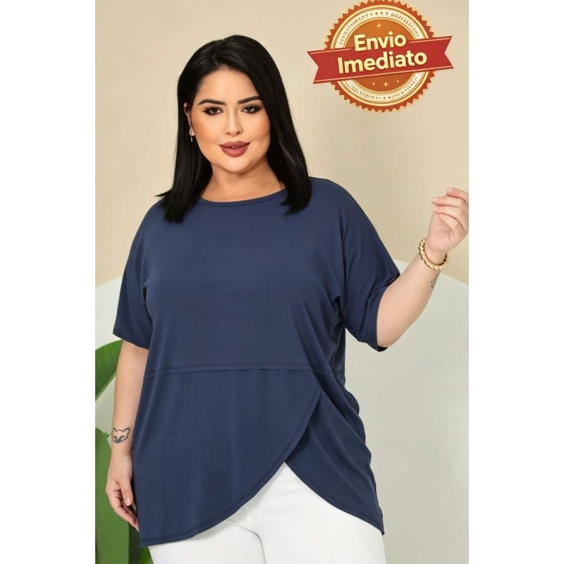 --Blusa feminina plus size cores básicas lisa tradicional dia a dia soltinha G1
