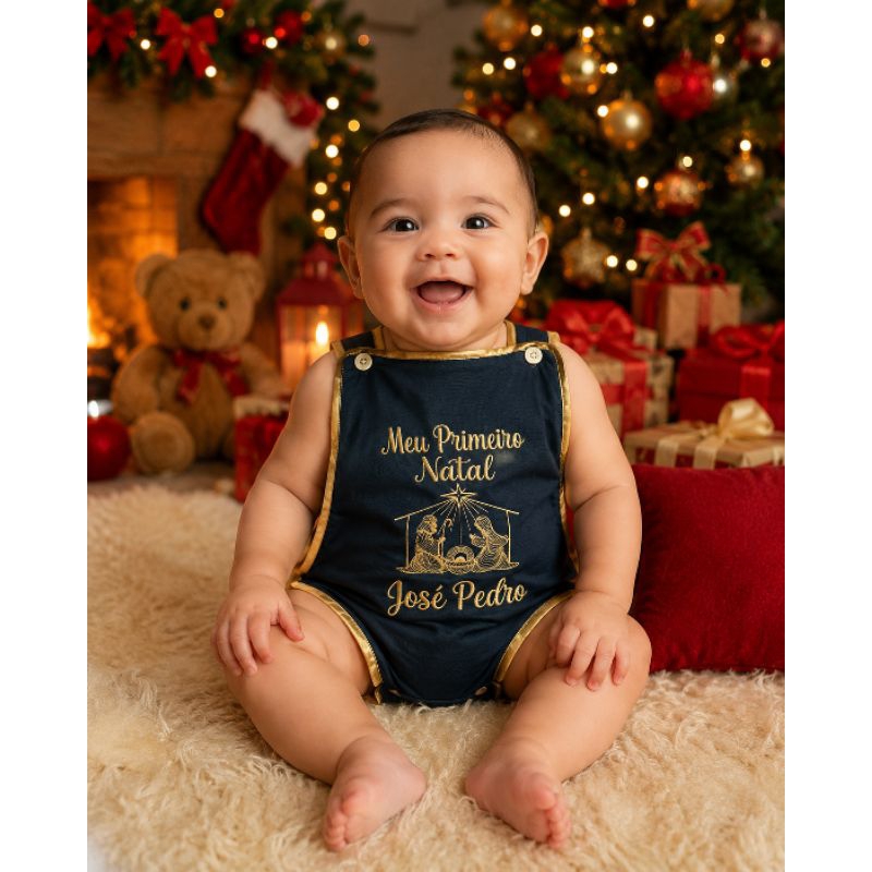 romper de natal,meu primeiro natal, presépio, romper meu primeiro natal