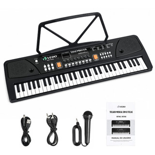 Teclado infantil de 61 teclas, teclado multifuncional para iniciantes com músicas de demonstração integradas, 16 timbres