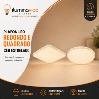 Plafon 1 Andar Cristal Céu estrelado Led Multicor Painel Sobrepor 18W/24W/36W Luminária De Teto LED