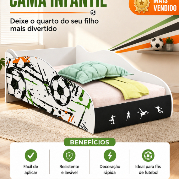 Adesivo Papel de Parede Painel Cama Carro Menino e Menina Infantil e Solteiro Premium