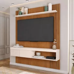Painel Ripado para TV até 55'' Esmeralda Caemmun 150cm