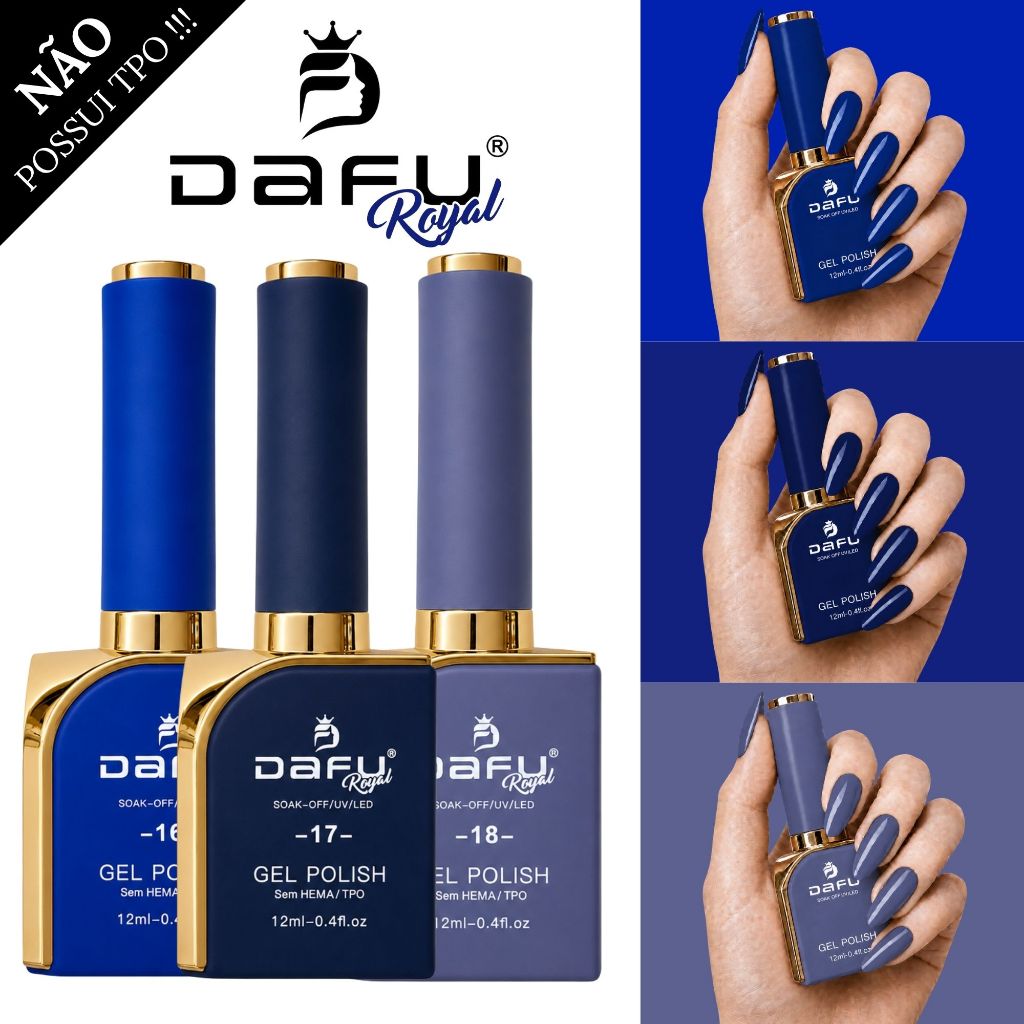 Kit Esmaltes em Gel Dafu Uv Led Para Cabine Esmalte Gel Azul Promoção Atacado 12ml