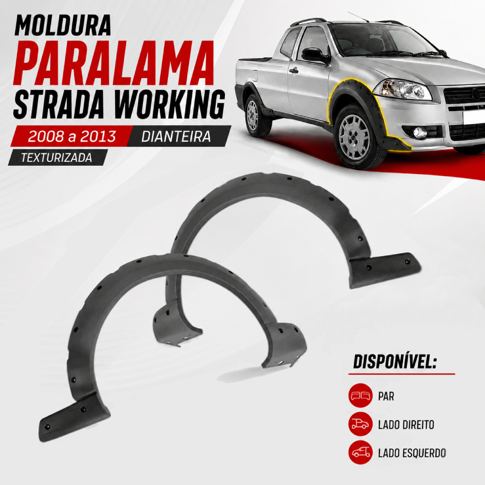 Moldura Alargador Paralama Dianteiro Strada Working 2008 2009 2010 2011 2012 2013 Cinza Texturizada