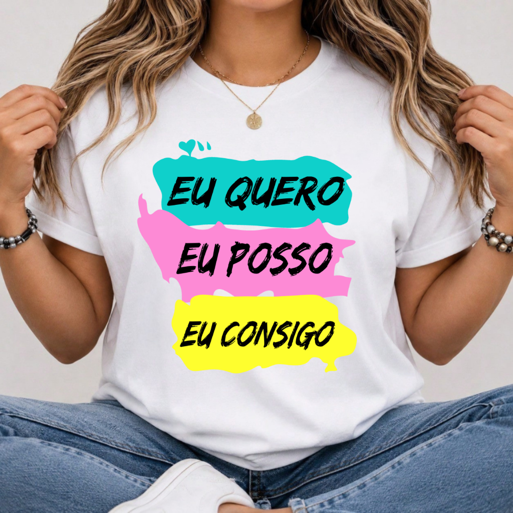 Camiseta Casual Algodão Premium Básica Caminhada Motivação Blusinha Academia Caminhada Feminina