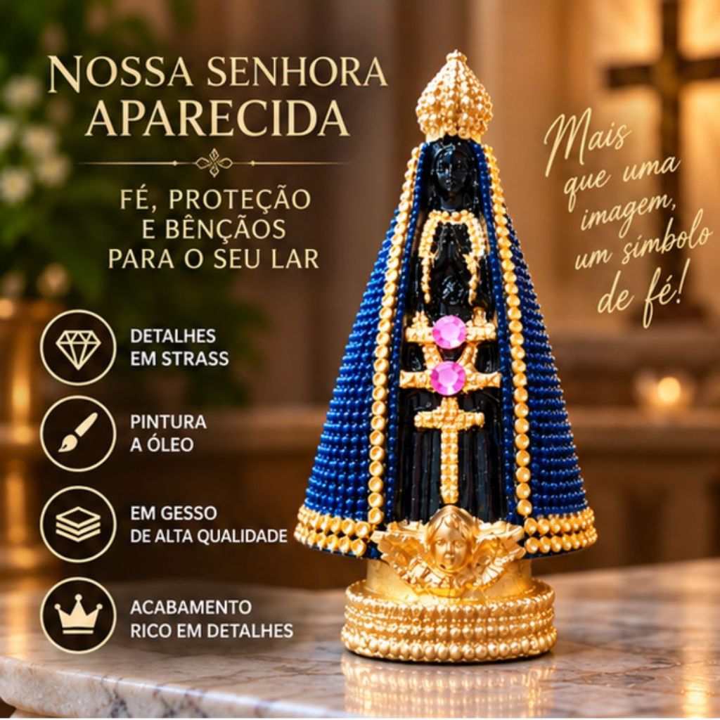 Nossa Senhora Aparecida Pérola 15cm Azul Lembracinha Para Batizado e Casamento