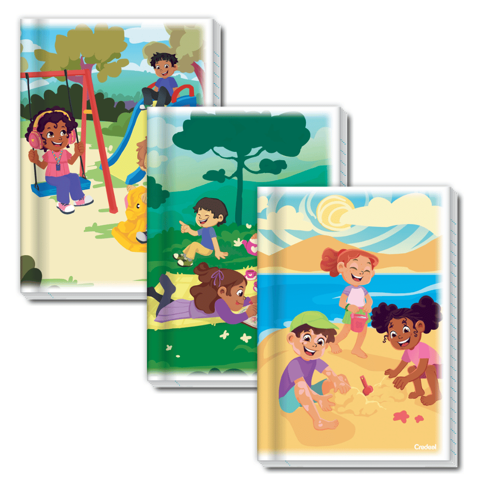 Kit 3 Caderno Brochura Capa Flexível 48 e 96 Folhas 1/4 Pequeno