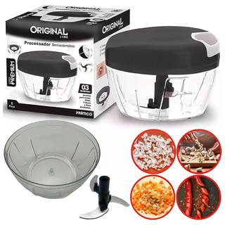 Mini Processador Manual De Alimentos De 170- 500ml Triturador Com 3 Lâminas Super Resistente