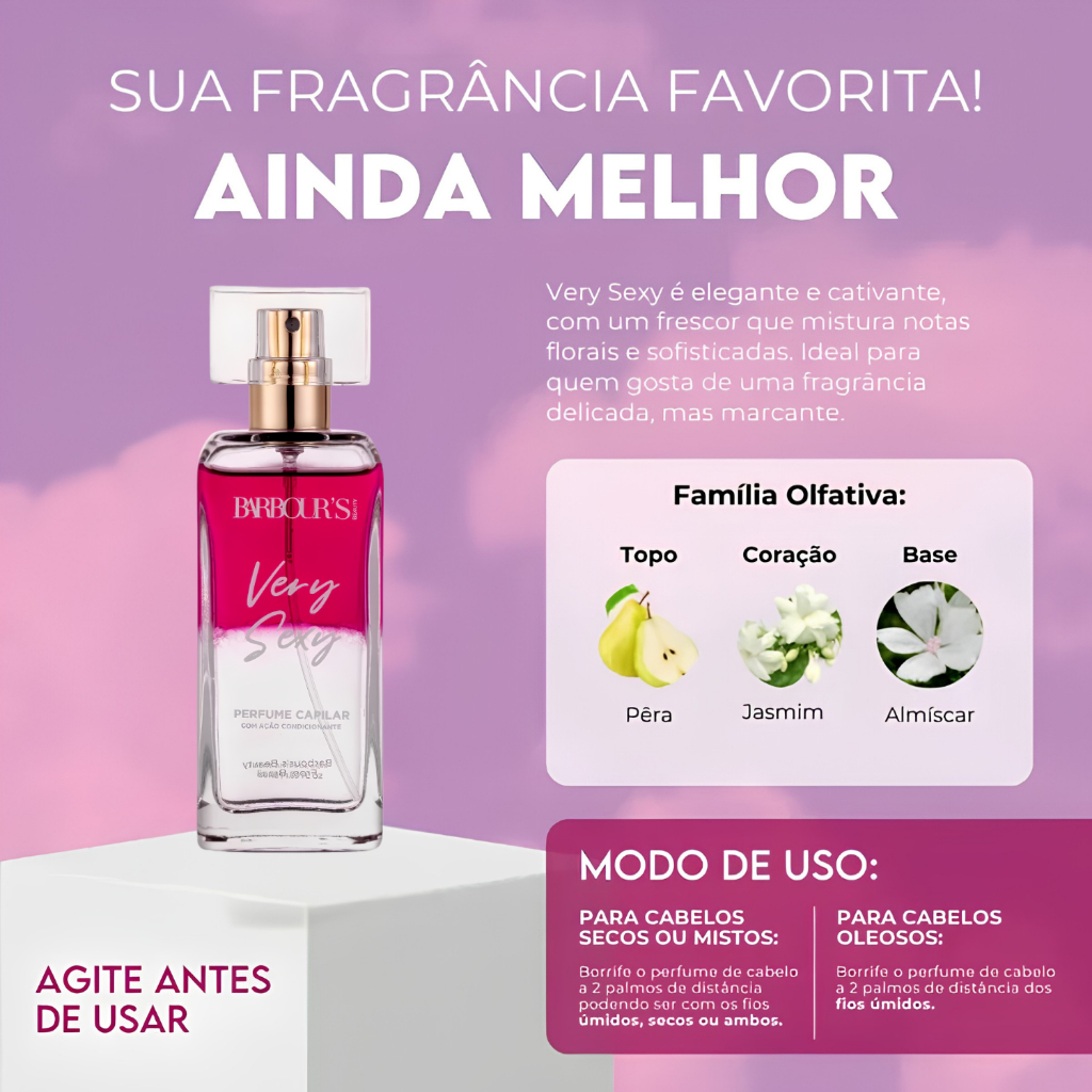 Kit Body Splash Perfume Capilar Máscara Liquída Very Sexy Barbour's Beauty Nutrição Intensa · foto 2
