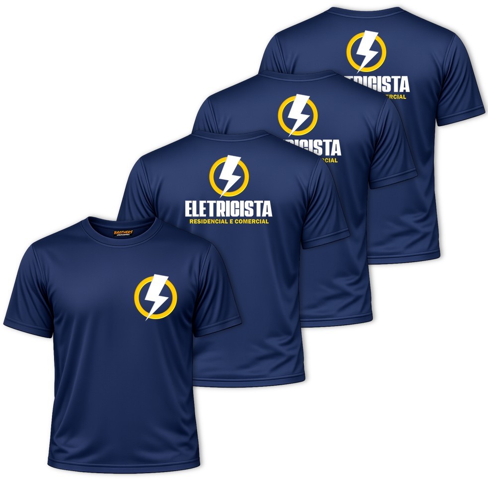 KIT COM 3 Camisas Camisetas Masculinas Uniforme Profissional ELETRICISTA Residencial e Comercial Dry Fit Elétrica