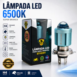 Kit Lâmpada LED H4 Stallion ST-G301 6500K Super Branca Farol Alto e Baixo Carro Moto 12V