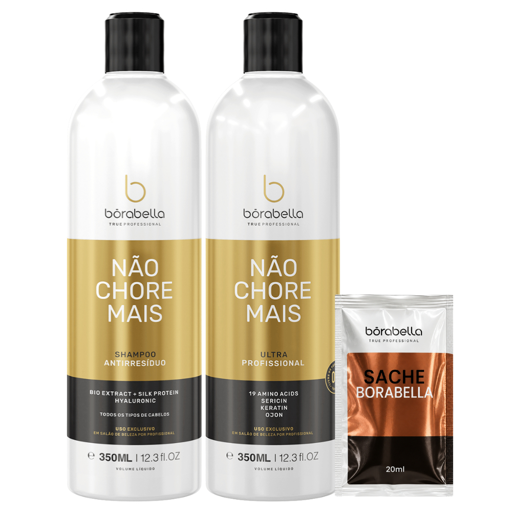 Kit Borabella Progressiva Não Chore Mais Alisante Ultra 2x350ml + Sachê