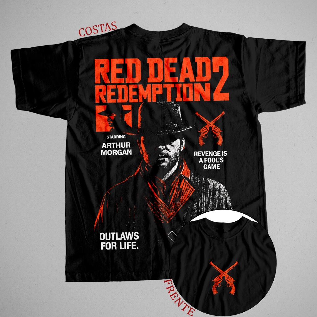 Camiseta Red Dead Redemption 2 Arthur Morgan Cruor 100% Algodão Unissex T-shirt Inverno