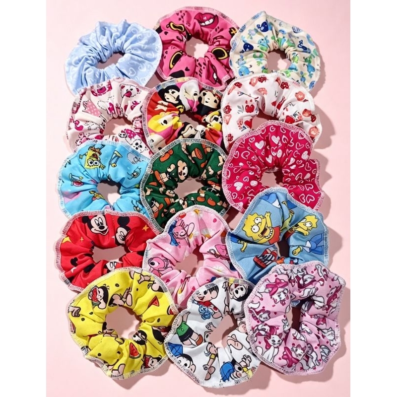 KIT 20 XUXINHAS SCRUNCHIES POMPOM PRENDENDOR AMARRADOR Elástico Frufru de  CABELO Sortidas Algodão tricoline