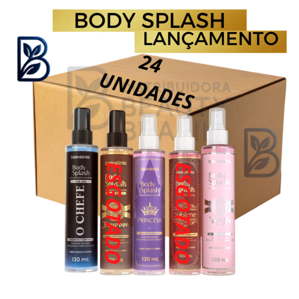 24 UND NOVO BODY SPLASH PERFUMARIA FINA(PODE ESCOLHER) 130ML PERFUME CORPORAL REFRESCANTE VARIAS FRAGRÂNCIAS