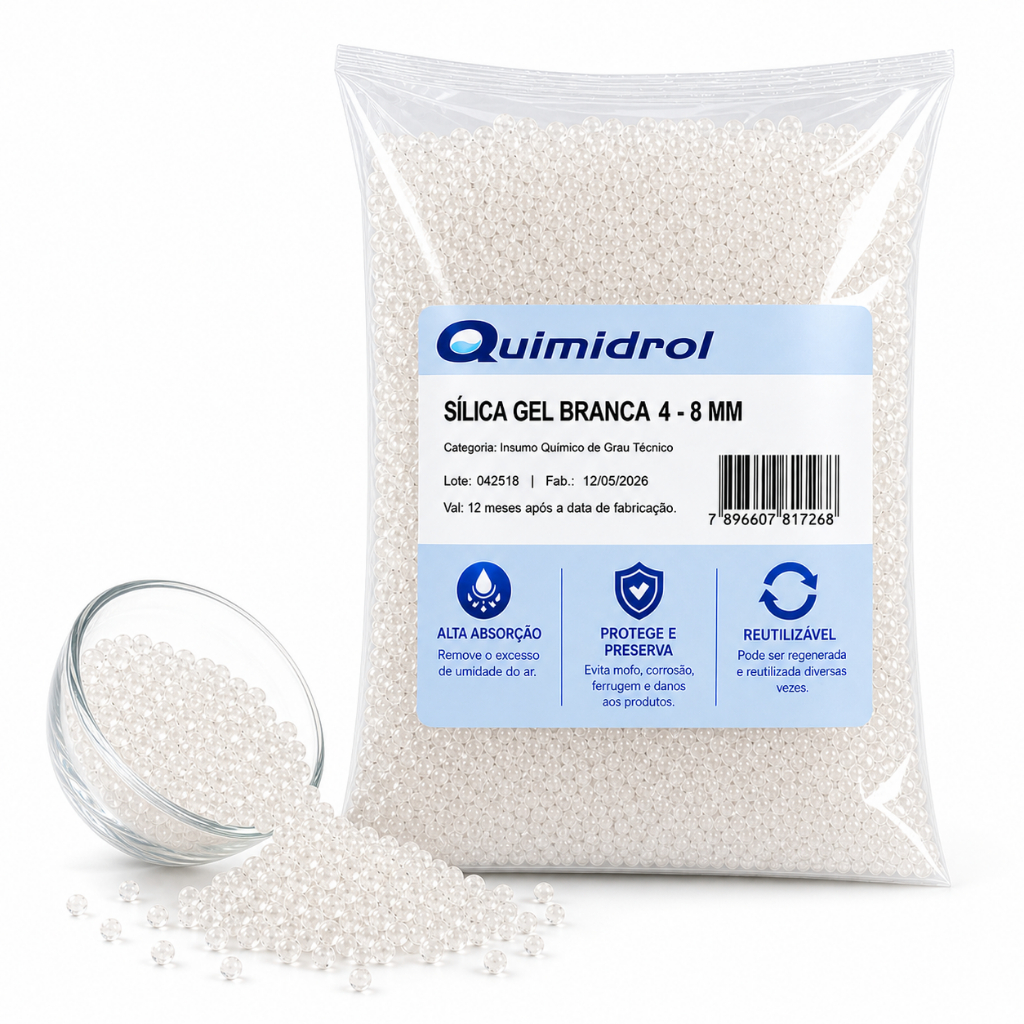 Sílica Gel Branca 4-8mm Reutilizável para Flores, Armários, Eletrônicos e Controle de Umidade de 100g a 2kg