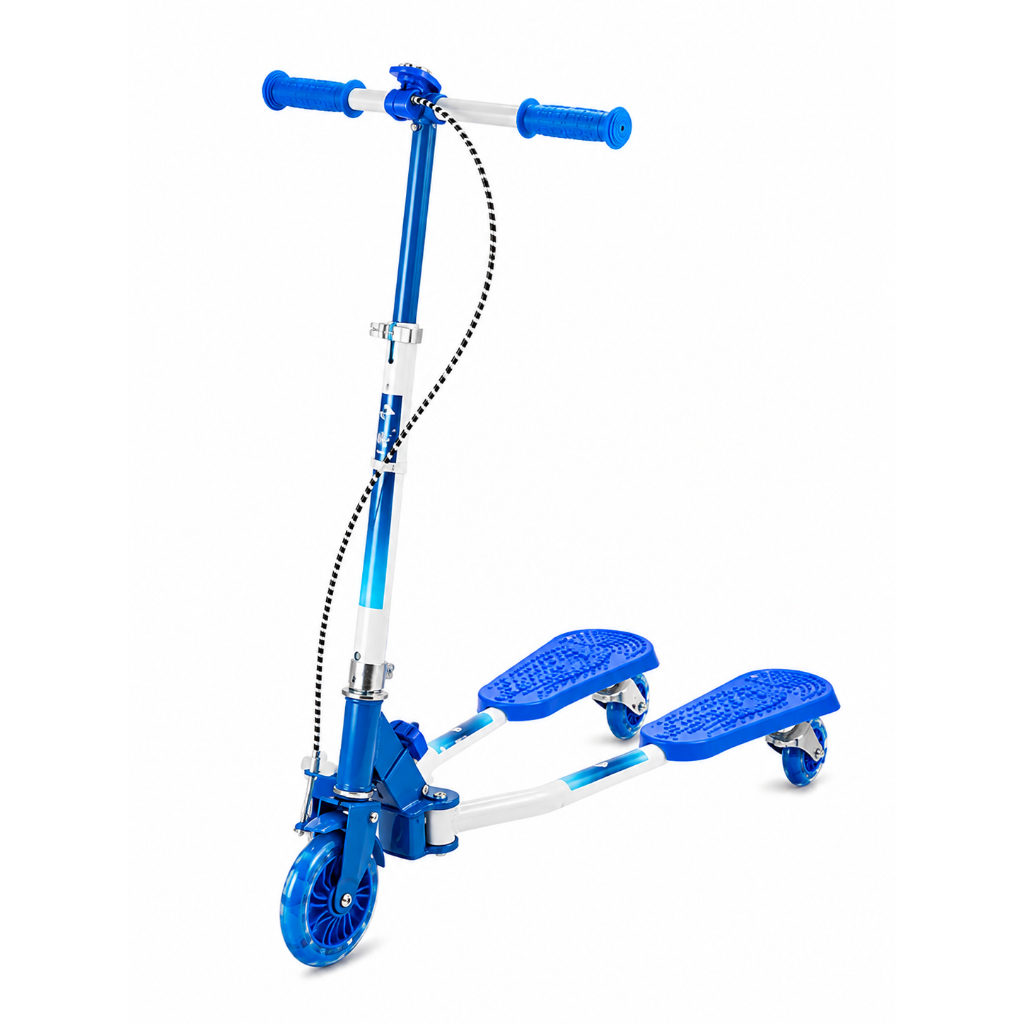 Patinete Infantil Dobrável Leve Azul Rodas Ajustáveis Scooter Compacto