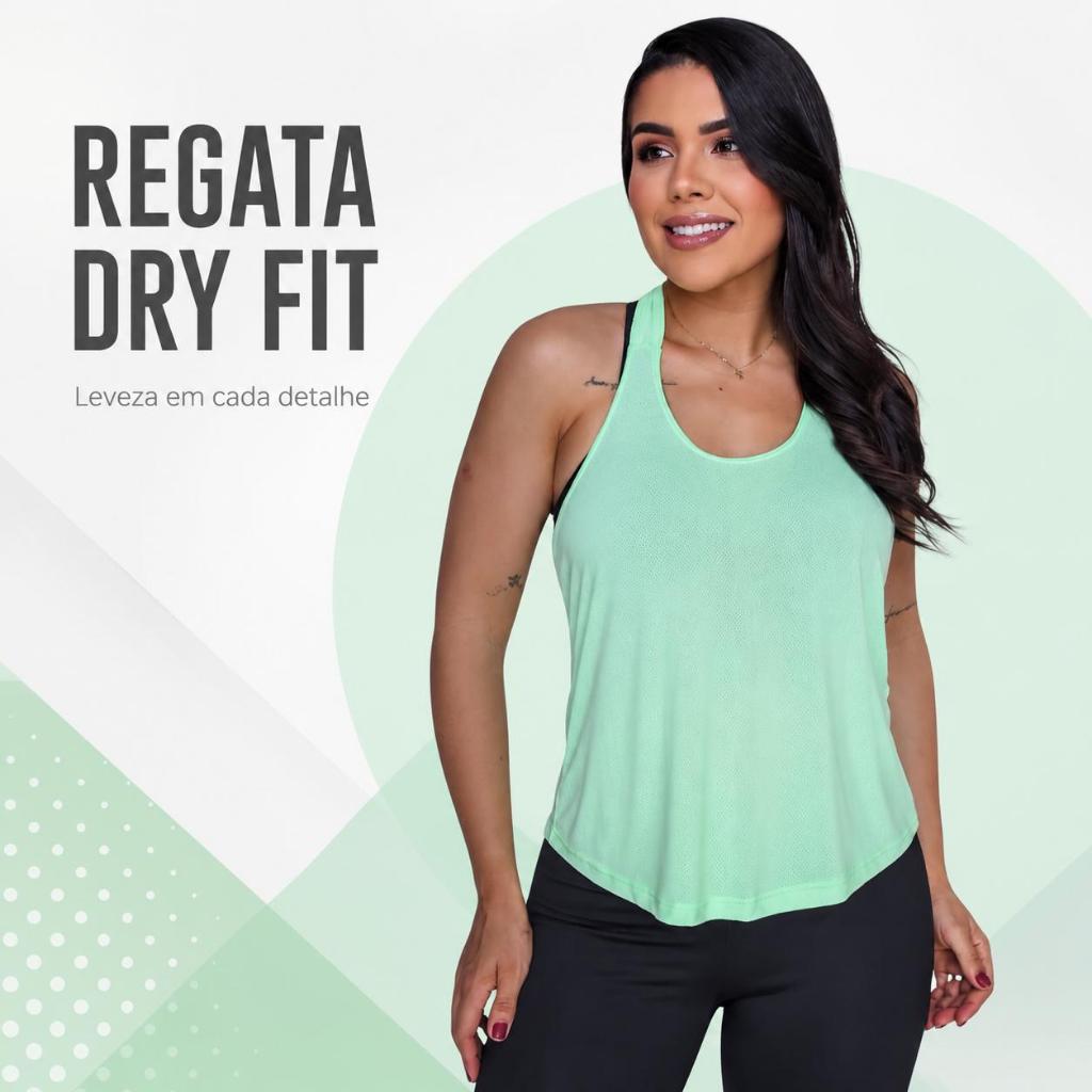Blusa Regata Feminina Dry Fit Poliamida Para Academia Treino Caminhada } MODELO SPORT