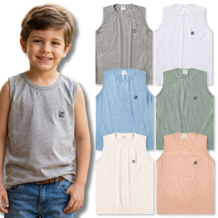Kit 4 Regatas Lisas Escolar Coleção Infantil Juvenil Masculina Menino Cores Sortidas Do 3 Ao 16 Anos