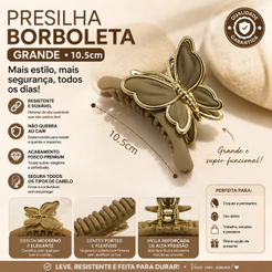Kit 2 Piranha de Cabelo Grande Feminina Fosca 10.5cm Presilha Garra Prendedor