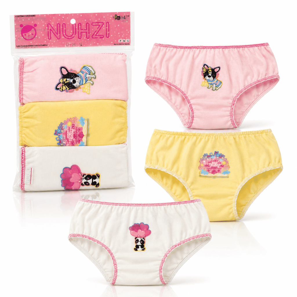 Kit 3 Calcinha Infantil Menina Sortidas Super Confortáveis