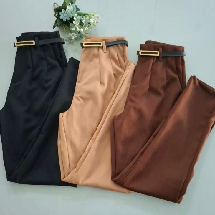 Kit 3 calças alfaiataria femininas zíper lateral sob medida acompanha o cinto
