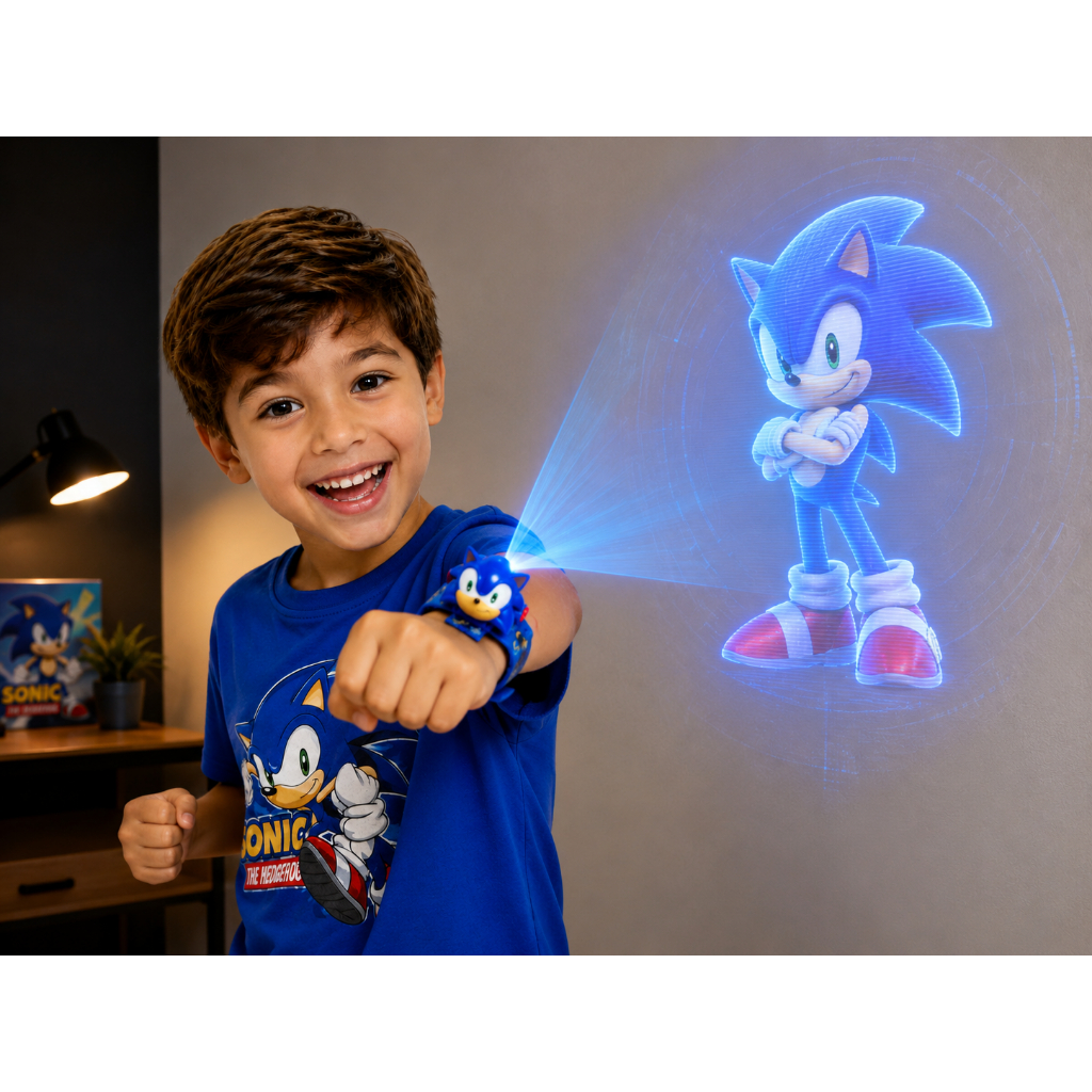 Relógio Projetor Sonic Infantil De Pulso 24 Imagens Brinquedo Presente Para Criança