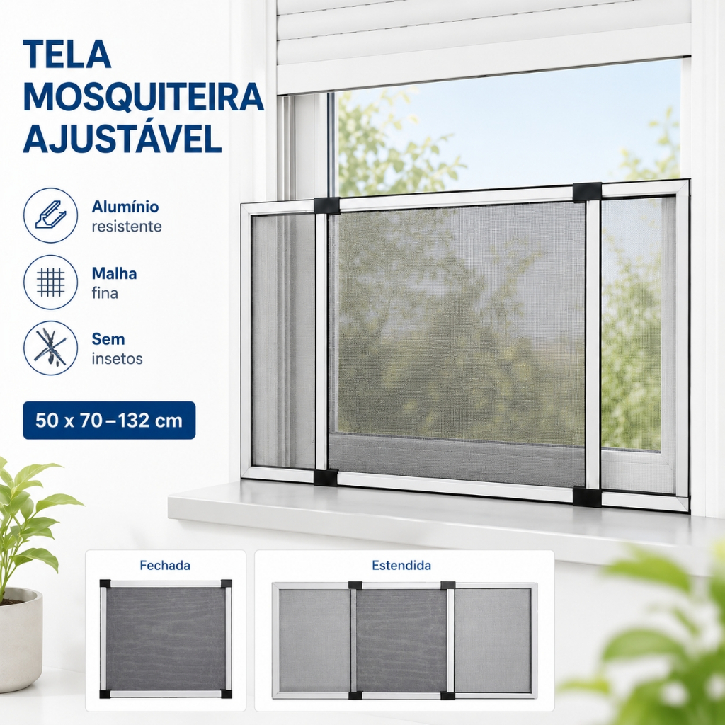 50*70cm Tela Mosquiteiro Deslizante Com Moldura Alumínio Ajustável
