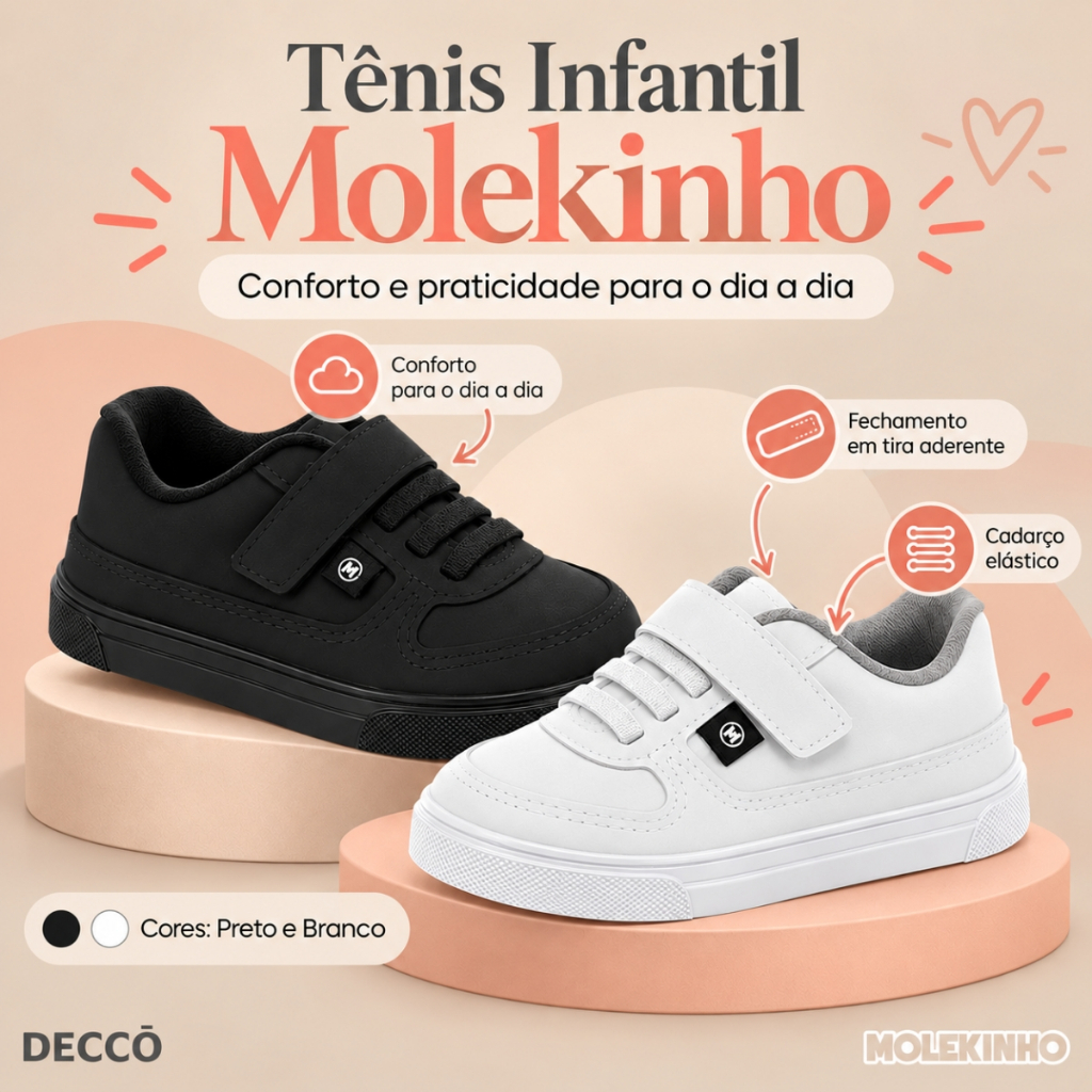 Tênis Infantil Molekinho Menino Casual Confortável Moderno Versátil Para Passeios e Festas