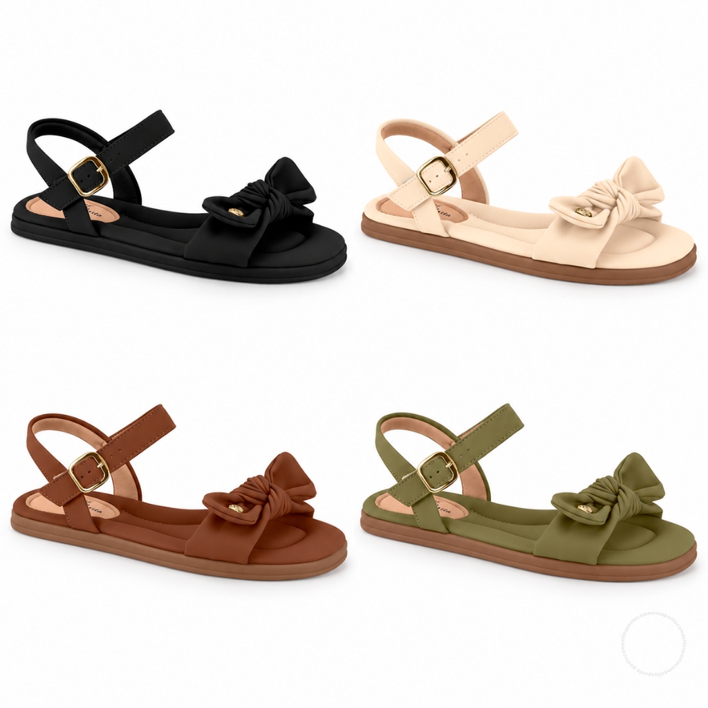 Sandália Modare Feminina Flat Nobuck Soft Palmilha Macia Laço Impermeável UltraConforto