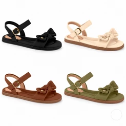 Sandália Modare Feminina Flat Nobuck Soft Palmilha Macia Laço Impermeável UltraConforto