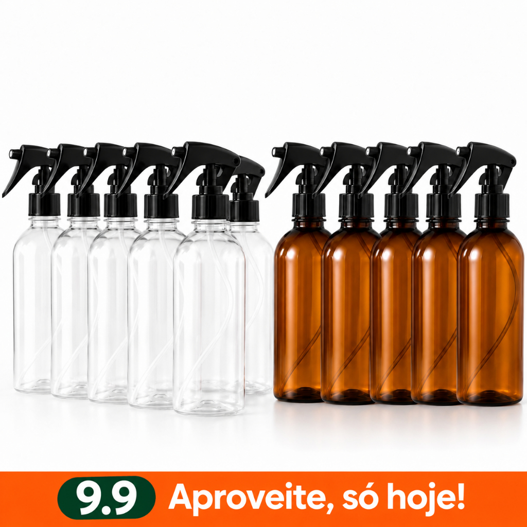 Kit 12 Unidades Borrifador Spray 500 ml Gatilho Reforçado para Limpeza, Casa e Jardim