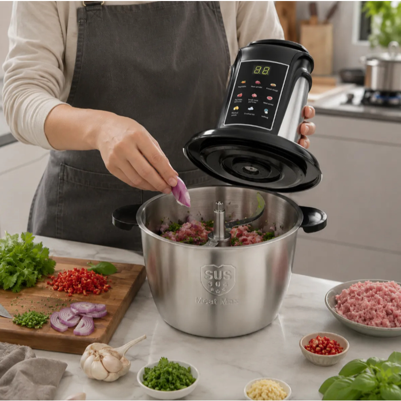Processador Triturador 1200W – Moedor Elétrico Multiuso para Carne, Legumes e Alimentos