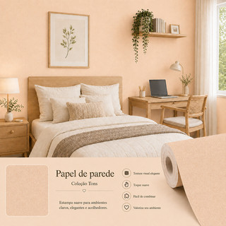Papel De Parede Adesivo Tom Pastel Bege Envelopamento Colorido Vinilico Lavável Pra Quarto Sala