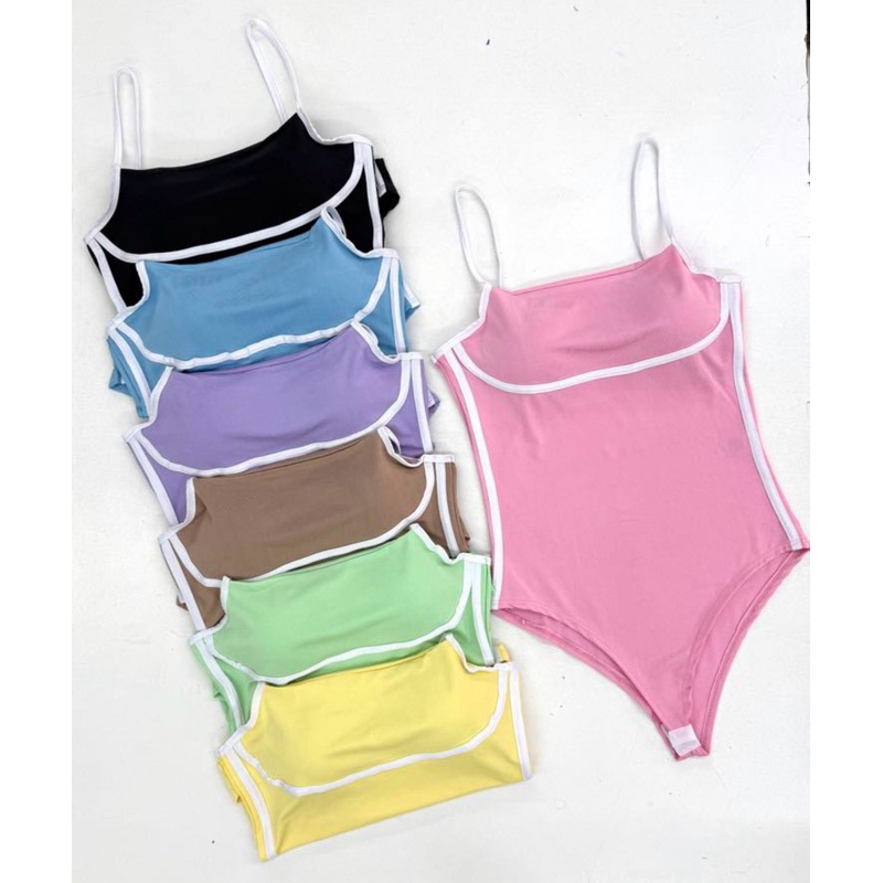 Body Bory Alcinha Maiô Alças Cavado Feminino Bicolor Com Bojo Sustentação Com Fecho