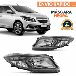 Par Farol Chevrolet Onix 2012 2013 2014 2015 16 Cromado Mascara Negra