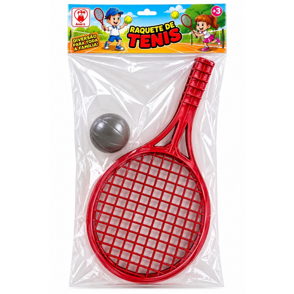 Raquete Infantil Plástica com Bolinha Brinquedo para Crianças